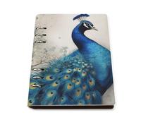 Blue Peacock A5 Loose Leaf Notebook, Premium PU Leather Refillable 6-Ring Binder Journal, Durable Cover Lined Paper Lay Flat Design for Writing Journaling and Organization