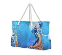 Blue Peacock Aesthetic Unique Farmhouse Portable Personal Item Travel Bag with Side Pocketes Travel Tote Bags for Travel Gym Vacation