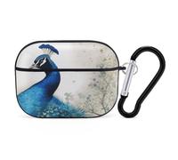 Blue Peacock AirPods Pro 2 Case Cover, Shockproof Hard Shell Protective Case for Women Men, Compatible with Airpod Pro Case 2nd/1st Generation with Keychain-Black