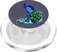 Blue Peacock and Dragonflies PopSockets PopGrip for MagSafe