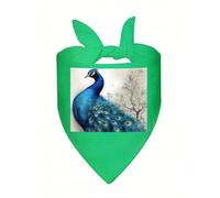 Blue Peacock Dog Bandana, Classic Plaid Dog Bandanas for Small Medium Large Dogs, Adjustable Washable Cotton Pet Scarf, Reversible Triangle Bibs for Puppy Dogs Cats Birthday Party Daily Wear