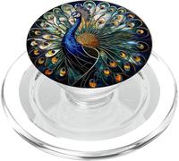 Blue Peacock Feather Art Design PopSockets PopGrip for MagSafe