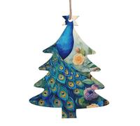 Blue Peacock in the Enchanted Forest Printed Christmas Hanging Decorations, DIY Crafts, Perfect for New Year's & Christmas Tree Pendants