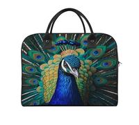Blue Peacock Laptop Tote Bag Casual Travel Handbag Multi Pocket Shoulder Bags for Work Travel