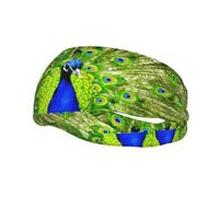 Blue Peacock Print Sweatbands Sports Headband For Men & Women,For Running Fitness Yoga Cycling,Sweat Wicking Non Slip