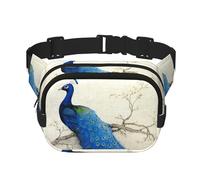 Blue Peacock Square Double-Layer Waist Bag Chest Bag Crossbody Bag Running Travel Hiking Waist Bag