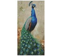Blue Peacock, The Solo Dance, 150x300stitch,26x52cm Counted Cotton Peacock Cross Stitch Kits