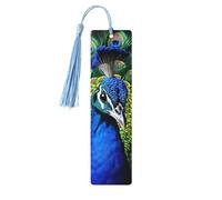 Blue Peacock Wooden Bookmark Book Lovers Tassels Crafts Accessories Reading Book Club Party
