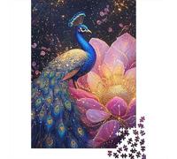 Blue PeacockJigsaw Puzzles 1000 Pieces for Adults Puzzle Educational GamesPink Flowers