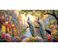 Blue-peacocks-in-a-magical-forest 1000Pc Recycled Paper Jigsaw Puzzle Fun and Challenging Family Game for Adults Educational Game Challenge for Relaxation, Creativity & Gift Giving 38x52/1000pcs