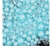 Blue Pearl Sprinkles for Cake Decorations 130g Edible Light Blue Pearl Sprinkles 4 Sizes Mix for Cake Cupcake Cookie Baking Donuts Ice Cream Toppings