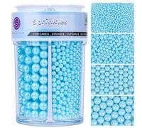 Blue Pearl Sprinkles for Cake Decorations - 130g Mother Of Pearl Sugar 4 Sizes Cake Sprinkles for Cupcake Cookie Baking Donuts Ice Cream Toppings - Weddings, Birthday & Parties