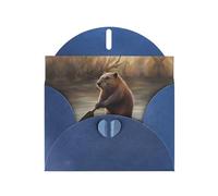 Blue Pearlescent Paper Holiday Cards 4"x6" MSRHIUEF beaver working Printing Greeting Cards for Christmas, Birthday, Wedding Anniversary & Party Invitations