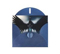 Blue Pearlescent Paper Holiday Cards 4"x6" MSRHIUEF Black Feathered Flying Sword Printing Greeting Cards for Christmas, Birthday, Wedding Anniversary & Party Invitations