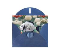 Blue Pearlescent Paper Holiday Cards 4"x6" MSRHIUEF White Tropical Fish Printing Greeting Cards for Christmas, Birthday, Wedding Anniversary & Party Invitations
