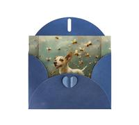 Blue Pearlescent Paper Holiday Cards 4"x6" YYHHAOFA A puppy catching bees Pattern Greeting Cards for Christmas, Birthday, Wedding Anniversary & Party Invitations