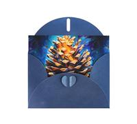 Blue Pearlescent Paper Holiday Cards 4"x6" YYHHAOFA Abstract pine cones Pattern Greeting Cards for Christmas, Birthday, Wedding Anniversary & Party Invitations