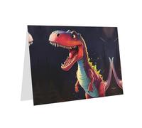 Blue Pearlescent Paper Holiday Cards 4"x6" YYHHAOFA big-mouthed dinosaur Pattern Greeting Cards for Christmas, Birthday, Wedding Anniversary & Party Invitations