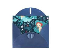 Blue Pearlescent Paper Holiday Cards 4"x6" YYHHAOFA blue mermaid Pattern Greeting Cards for Christmas, Birthday, Wedding Anniversary & Party Invitations