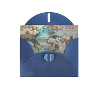 Blue Pearlescent Paper Holiday Cards 4"x6" YYHHAOFA Cartoon world map Pattern Greeting Cards for Christmas, Birthday, Wedding Anniversary & Party Invitations