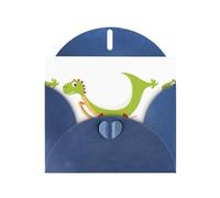 Blue Pearlescent Paper Holiday Cards 4"x6" YYHHAOFA Cool dinosaur cradle Pattern Greeting Cards for Christmas, Birthday, Wedding Anniversary & Party Invitations