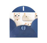 Blue Pearlescent Paper Holiday Cards 4"x6" YYHHAOFA Cute cat dumplings Pattern Greeting Cards for Christmas, Birthday, Wedding Anniversary & Party Invitations