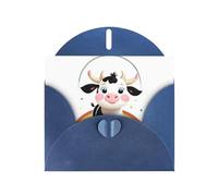 Blue Pearlescent Paper Holiday Cards 4"x6" YYHHAOFA Cute cow under the rainbow Pattern Greeting Cards for Christmas, Birthday, Wedding Anniversary & Party Invitations