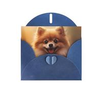 Blue Pearlescent Paper Holiday Cards 4"x6" YYHHAOFA cute pomeranian Pattern Greeting Cards for Christmas, Birthday, Wedding Anniversary & Party Invitations