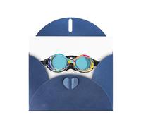 Blue Pearlescent Paper Holiday Cards 4"x6" YYHHAOFA Doodle swimming goggles Pattern Greeting Cards for Christmas, Birthday, Wedding Anniversary & Party Invitations