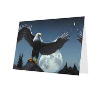 Blue Pearlescent Paper Holiday Cards 4"x6" YYHHAOFA Eagle under the stars Pattern Greeting Cards for Christmas, Birthday, Wedding Anniversary & Party Invitations