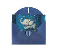 Blue Pearlescent Paper Holiday Cards 4"x6" YYHHAOFA Elephant Sky Park Pattern Greeting Cards for Christmas, Birthday, Wedding Anniversary & Party Invitations