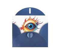 Blue Pearlescent Paper Holiday Cards 4"x6" YYHHAOFA Flaming Eyeball Pattern Greeting Cards for Christmas, Birthday, Wedding Anniversary & Party Invitations