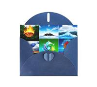 Blue Pearlescent Paper Holiday Cards 4"x6" YYHHAOFA Four Elements Pattern Greeting Cards for Christmas, Birthday, Wedding Anniversary & Party Invitations