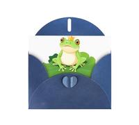 Blue Pearlescent Paper Holiday Cards 4"x6" YYHHAOFA Frog Prince on the lotus leaf Pattern Greeting Cards for Christmas, Birthday, Wedding Anniversary & Party Invitations