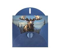 Blue Pearlescent Paper Holiday Cards 4"x6" YYHHAOFA Funny Christmas Moose Pattern Greeting Cards for Christmas, Birthday, Wedding Anniversary & Party Invitations