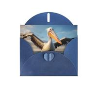 Blue Pearlescent Paper Holiday Cards 4"x6" YYHHAOFA funny pelican Pattern Greeting Cards for Christmas, Birthday, Wedding Anniversary & Party Invitations