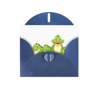 Blue Pearlescent Paper Holiday Cards 4"x6" YYHHAOFA Happy crocodile family Pattern Greeting Cards for Christmas, Birthday, Wedding Anniversary & Party Invitations
