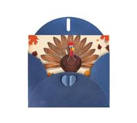 Blue Pearlescent Paper Holiday Cards 4"x6" YYHHAOFA Happy Thanksgiving Decor Turkey with Maple Leaves Pattern Greeting Cards for Christmas, Birthday, Wedding Anniversary & Party Invitations