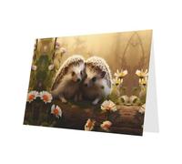 Blue Pearlescent Paper Holiday Cards 4"x6" YYHHAOFA Nature Lovely Hedgehog Lovers Pattern Greeting Cards for Christmas, Birthday, Wedding Anniversary & Party Invitations