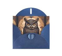 Blue Pearlescent Paper Holiday Cards 4"x6" YYHHAOFA Owl Beliefs Pattern Greeting Cards for Christmas, Birthday, Wedding Anniversary & Party Invitations