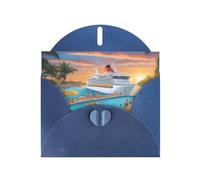 Blue Pearlescent Paper Holiday Cards 4"x6" YYHHAOFA Pool Party Cruise Ship Pattern Greeting Cards for Christmas, Birthday, Wedding Anniversary & Party Invitations