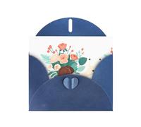 Blue Pearlescent Paper Holiday Cards 4"x6" YYHHAOFA Romantic bouquet snail Pattern Greeting Cards for Christmas, Birthday, Wedding Anniversary & Party Invitations