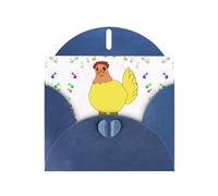 Blue Pearlescent Paper Holiday Cards 4"x6" YYHHAOFA singing hen Pattern Greeting Cards for Christmas, Birthday, Wedding Anniversary & Party Invitations