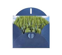 Blue Pearlescent Paper Holiday Cards 4"x6" YYHHAOFA Willow Tree Pattern Greeting Cards for Christmas, Birthday, Wedding Anniversary & Party Invitations