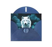 Blue Pearlescent Paper Holiday Cards 4"x6" YYHHAOFA Wolf With Smoke Pattern Greeting Cards for Christmas, Birthday, Wedding Anniversary & Party Invitations