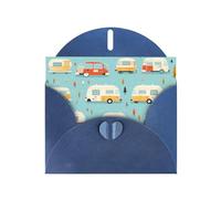 Blue Pearlescent Paper Holiday Cards 4"x6" YYHHAOFA you make me happy camper trailer Pattern Greeting Cards for Christmas, Birthday, Wedding Anniversary & Party Invitations
