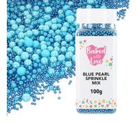 Blue Pearls Sprinkles By Baked With Love | 100g | Blue Pearls Sugar Cake Sprinkles, Edible Cake Decorations, Sugar Balls For Cupcakes