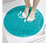 Blue Pedi Scrub Reflexology Shower & Bath Mat with TPE Bristles & Suction Cups - Cleans, Massages & Stimulates Feet Soles to Promote Blood Circulation - Measures 55cm Diameter