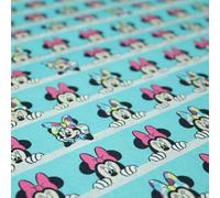Blue Peeking Minnie Mouse Disney Licensed 100% Cotton Digital Print Fabric (1 Metre, Blue 4957)