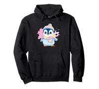 Blue Penguin Winter Portrait Lover Graphic Pastel Scarf Pullover Hoodie